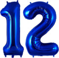 Navy Blue 12 Balloon Number, 40 Inch Number 12 Balloon Big Dark Blue Foil Mylar by BBPOOL
