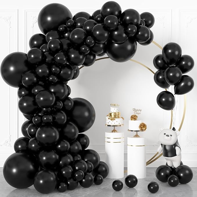 164Pcs Black Balloons Garland Arch Kit Different Sizes | 18 12 10 5 inch Matte by OUDDYLIFE