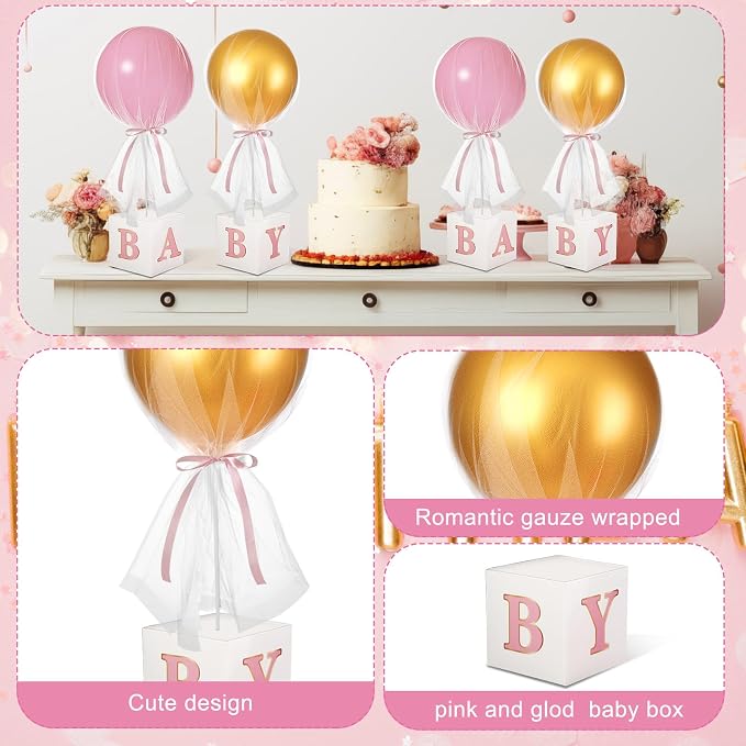 6 Set 24'' Pink Gold Tulle Tutu Balloon - Image 2