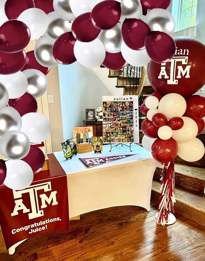 Graduation Decorations Maroon/Maroon White Graduation Party Decorations - Image 8