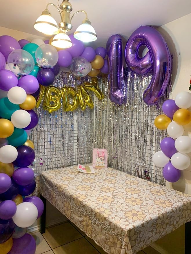 5 Balloon Numbers Birthday Decorations, 40In Purple Balloons - Image 4