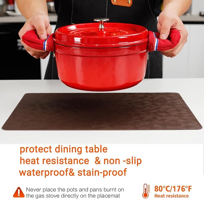 Vinyl Placemats Set of 12 Heat Resistant Easy Clean Non-Slip Place Mats - Image 4