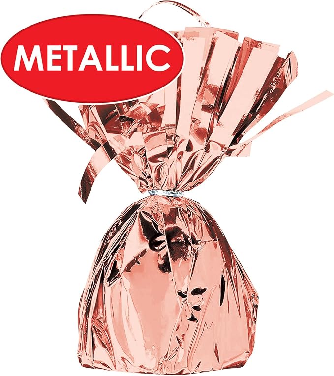 Beistle Metallic Wrapped Balloon Weight – 6 Pack, Rose Gold Balloon Centerpiece - Image 3