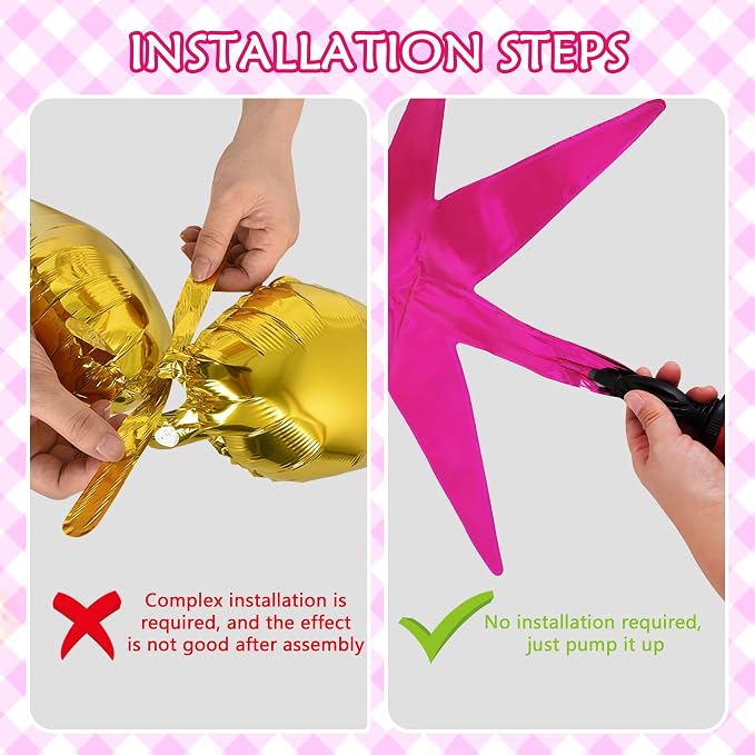 TONIFUL 4 Pcs Explosion Star Balloons Hot Pink Foil Balloon Party Decor | 22 - Image 3