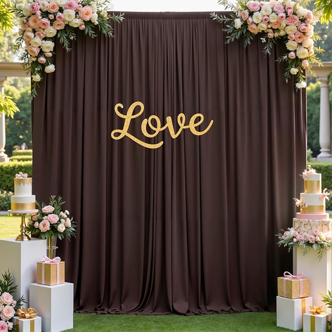 50×14 ft Wrinkle Free Brown Backdrop Curtain - Image 7