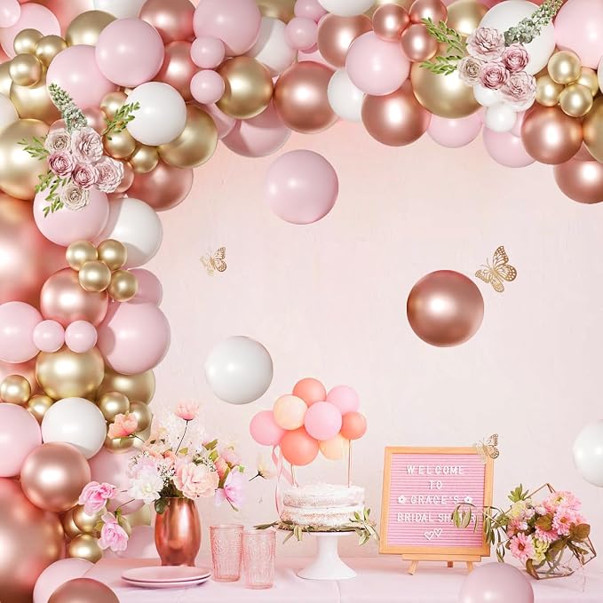 Rose Gold Pink Balloon Arch Kit 163 Pcs rose gold Balloon Garland Kit Include - Image 2