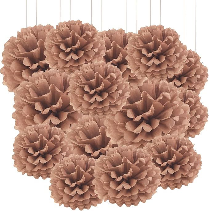 Qimoo 20pcs Coffee Paper Pom Poms Decorations, DIY Decorative Tissue Paper by QIMOO