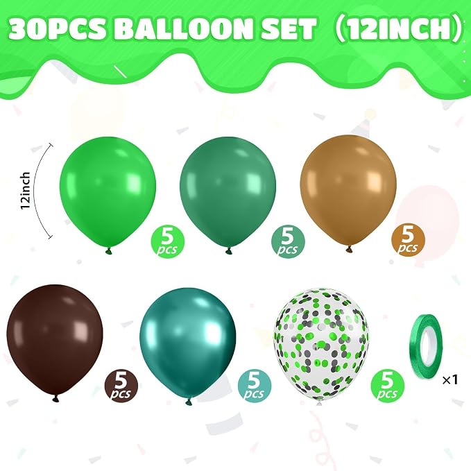 Brown and Green Balloons for Camping Jungle Birthday Party Decorations | Coffee - Image 2