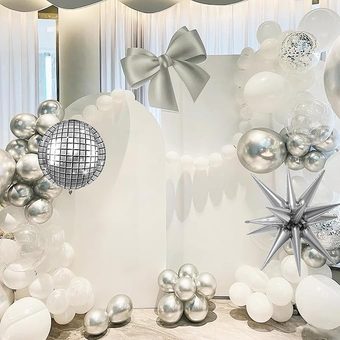 White And Silver Balloons, Pearl White Silver Balloons, Confetti Latex Balloon - Image 7