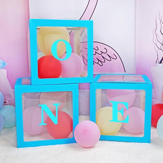 Blue One Boxes for 1st Birthday, One Balloon Box - Image 3