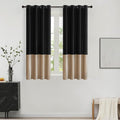Black Beige Velvet Blackout Curtains Luxury Decor 63 inches, Color Block | by ModernShinyVelvetCurtains