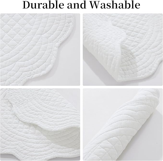 HOMBYS Quilted Placemats Set of 6 Washable Round Placemats - Image 5