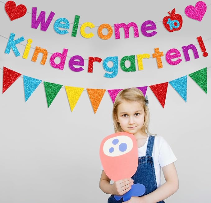 Glittery Welcome to Kindergarten Banner Pennant Back to School Decorations | - Image 3
