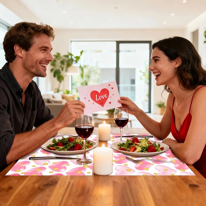 Sweet Hearts Valentine's Day Placemats, Wedding Party Dinner Romantic Dining - Image 6