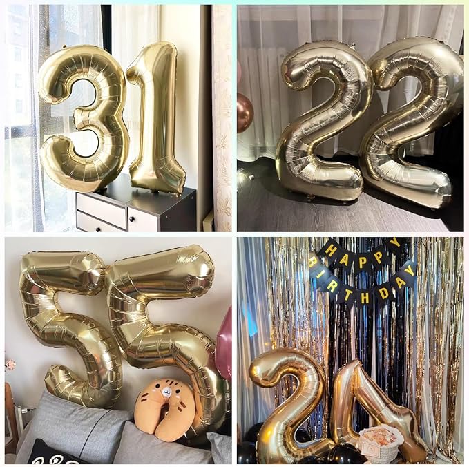 Light Gold Number 66 Foil Balloons 40 Inch Champagne Gold 66 Mylar Balloon | - Image 6