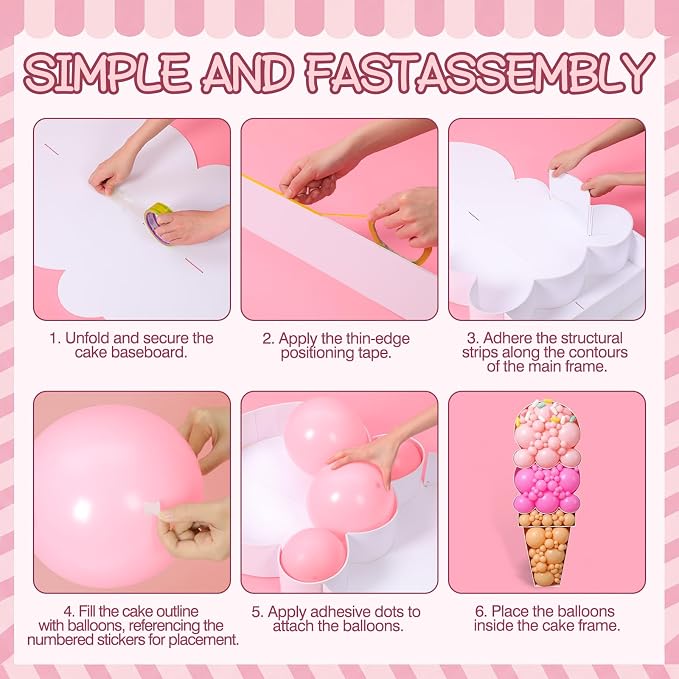 Capoda 146 Pcs 5FT Ice Cream Balloon Column Stand Kit Sweet Ice Cream Balloon - Image 3