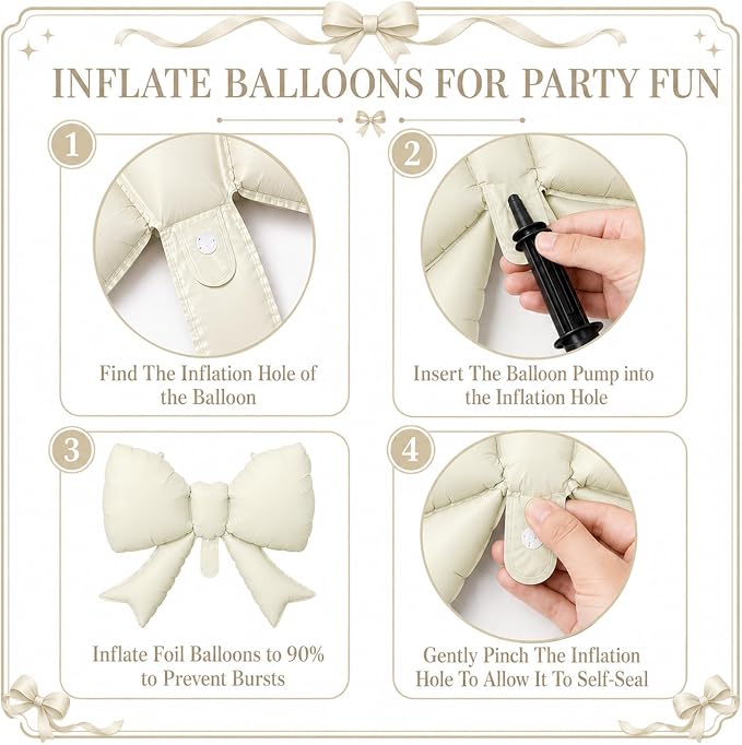 8Pcs White Bow Foil Balloons, 21Inch Cream White Bow Shaped Balloons - Image 7