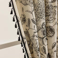F-CHU Black Floral Farmhouse Curtains Living Room Drapes 84 Inch Length Cotton by F-CHU