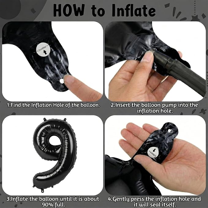 Black Number 19 Balloon 40 Inch, Foil Numeral - Image 5