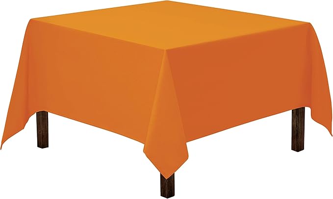 Gee Di Moda Square Tablecloth - 52 x 52 Inch Orange Table Cloth for Small Square or Round Tables - Heavy Duty Washable Fabric - for Buffet Table, Holiday Party, Dinner, Wedding & Baby Shower