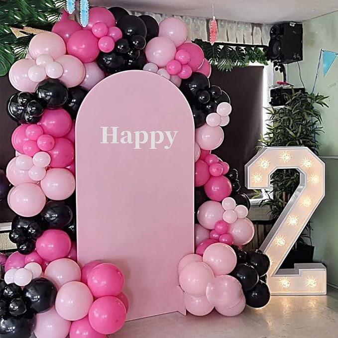 Pink and Black Balloons, 12Inch Pastel Light Rosa and Metallic Latex Balloons - Image 3