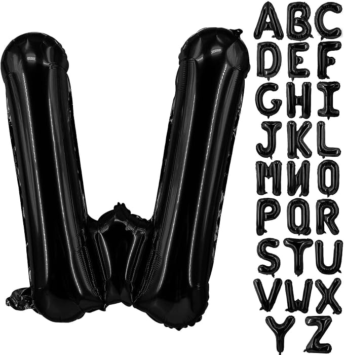 Lovoir 40 Inch Large Black Letter W Balloons Big Size Jumbo Mylar Foil Helium by Lovoir