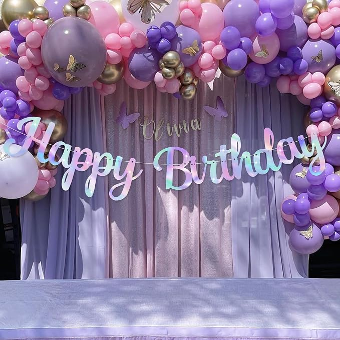 Iridescent Happy Birthday Banner - Image 9