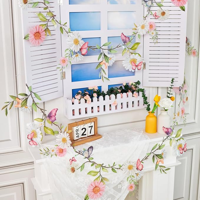 SUNBEAUTY 13FT Wildflower Garland Butterfly Daisy Banner Flower Garlands | - Image 3