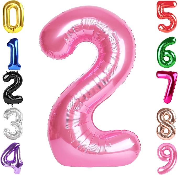 40 Inch Pink Number 2 Balloon Birthday Party Decorations by Hadoife