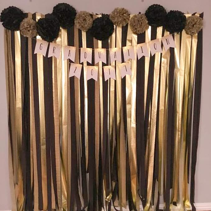 PartyWoo Gold Crepe Paper Streamers 6pcs 492 FT Silver Black Streamers | - Image 2