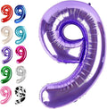 Purple Number 9 Balloon 40 inch, Balloon numbers party supplies, deco photo by Upgesy