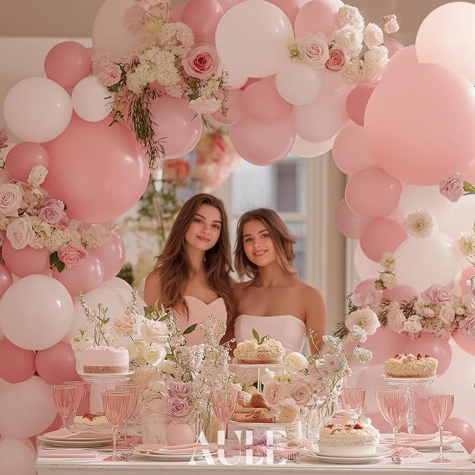 AULE Pink Balloon Arch Kit 155Pcs Light Pink White Balloons | Macaroon Pink - Image 3