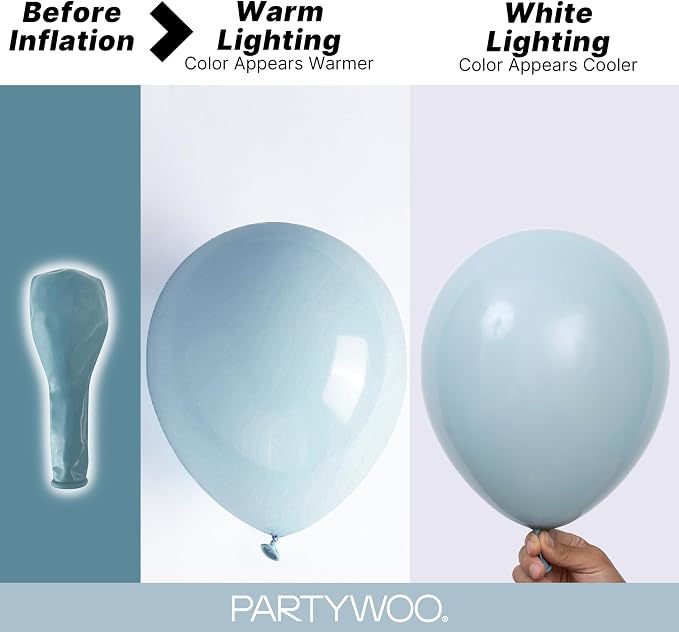 PartyWoo Dusty Blue Balloons 155pcs Light Blue Aqua Boho Color | 18 12 10 5 - Image 3