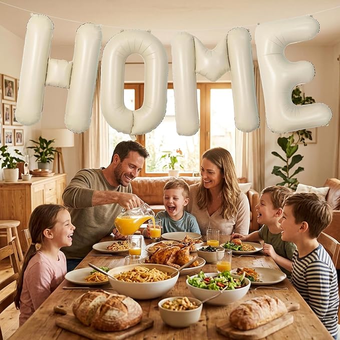 40 Inch Beige HOME Balloons, Large Cream Letter Balloon - Image 7