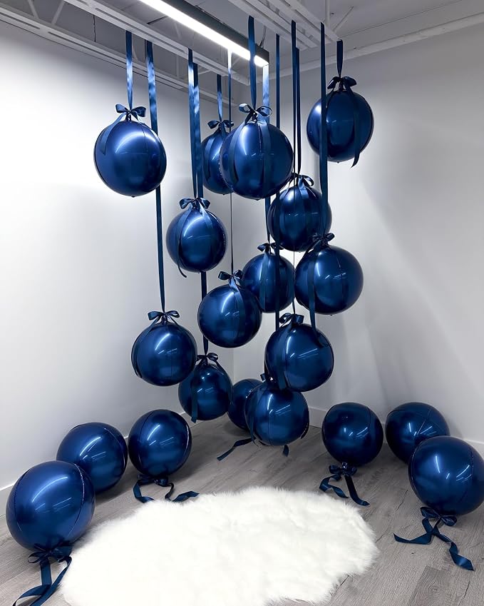 Biapian 12 Pcs Navy Blue Round Foil Balloons, Deep Navy Blue Balloons - Image 3