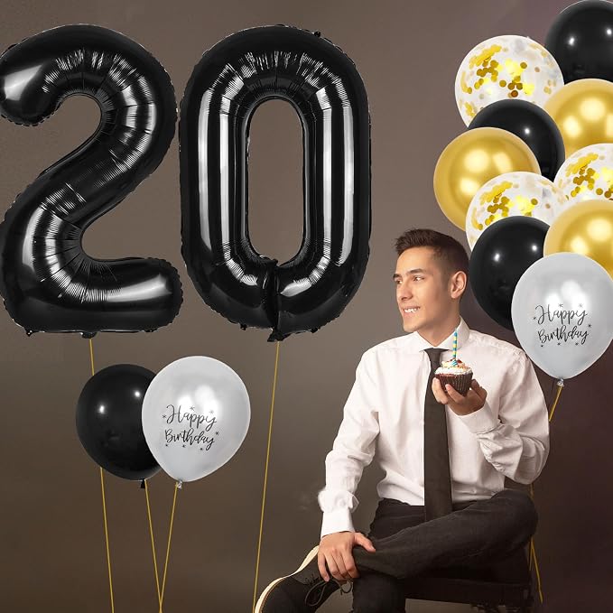 20th Birthday Decorations for Men, 40 inch 20 Balloon Numbers - Image 6