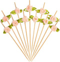Minisland Pink Rose Flower Cocktail Picks, 4.7 Inch Long Bamboo Fancy Toothpicks by Minisland