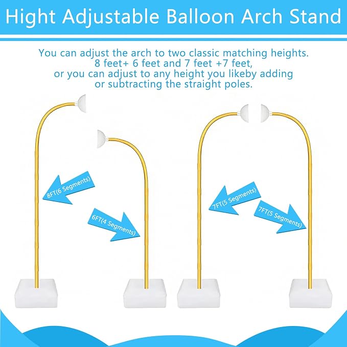 Balloon Arch Kit for Wedding Decoration 8.2FT & 6FT | Glod Half Arch Stand - Image 2