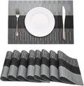 HeloHo Black Grey Stripe Placemats Set of 8, Heat-Resistant Washable Placemats by HeloHo
