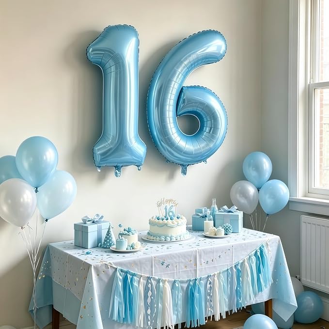 Pastel Blue 11 Balloon Number, Light Blue 11 Balloons - Image 6