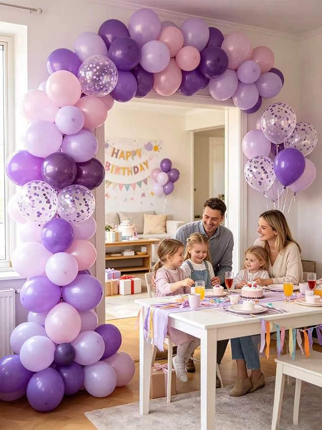 Purple Balloons 12 Inch 60 Pcs Metallic Pearl Light Purple Latex Confetti - Image 2