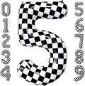 Checkered Number 5 Balloons 40 Inch Giant Race Car Checkered 5 Balloons by LHOAVWE