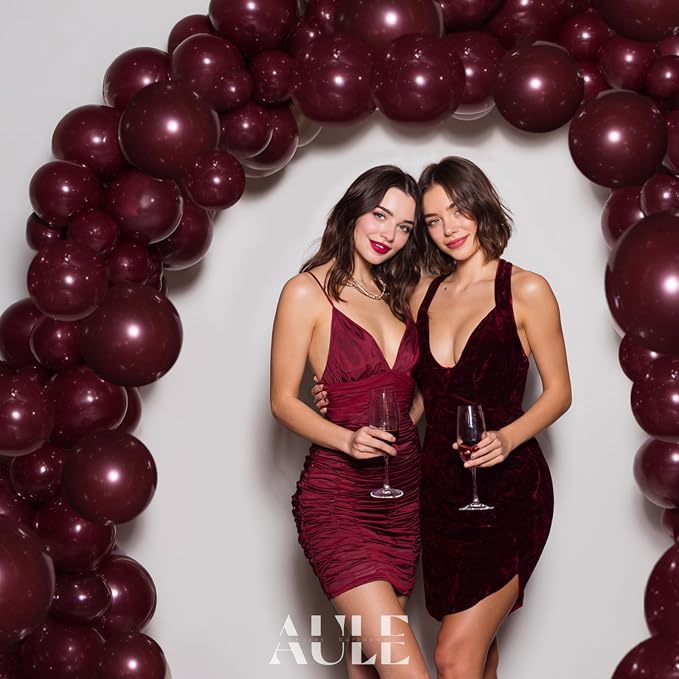 AULE 100 Pcs Metallic Burgundy Balloons Different Sizes 18/10/5 Inch | Maroon - Image 5