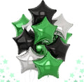 Green Black Star Balloons, 18Inch Balck Olive and Silver Stars Shape Foil by TAOYE