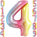 Rainbow Gradient Number 4 Balloon 40 Inch Big Large Balloons 0-9 | 4th Helium by SULALABOO