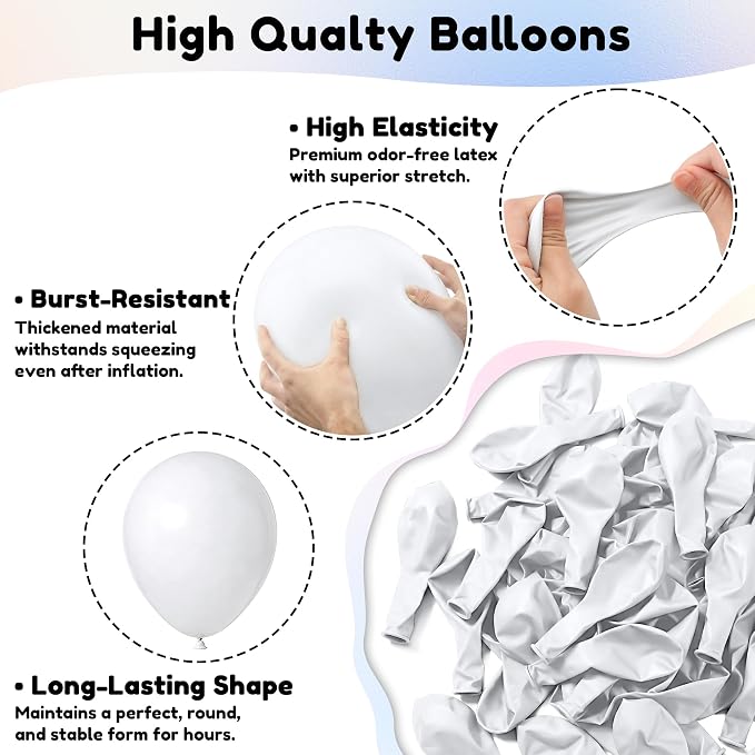 White Balloons, Baby Shower, Anniversary, Graduation, Wedding Decorations - Image 5