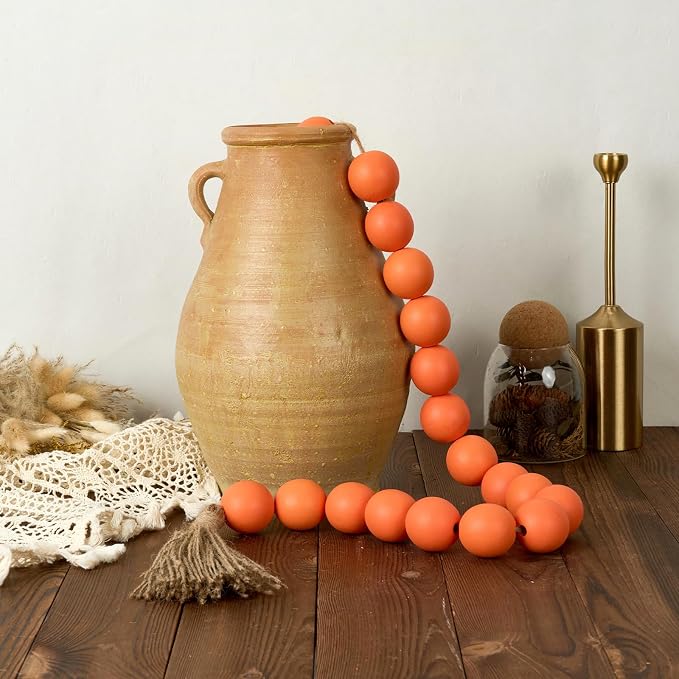 OMISHE Extra Large Wood Bead Garland Orange - Image 6