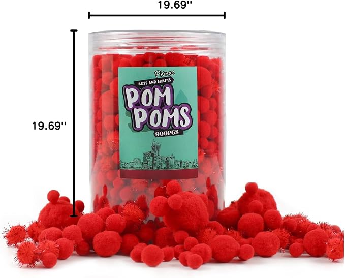 900 PCS Pom Poms, Soft and Fluffy Craft Pom Poms, - Image 8