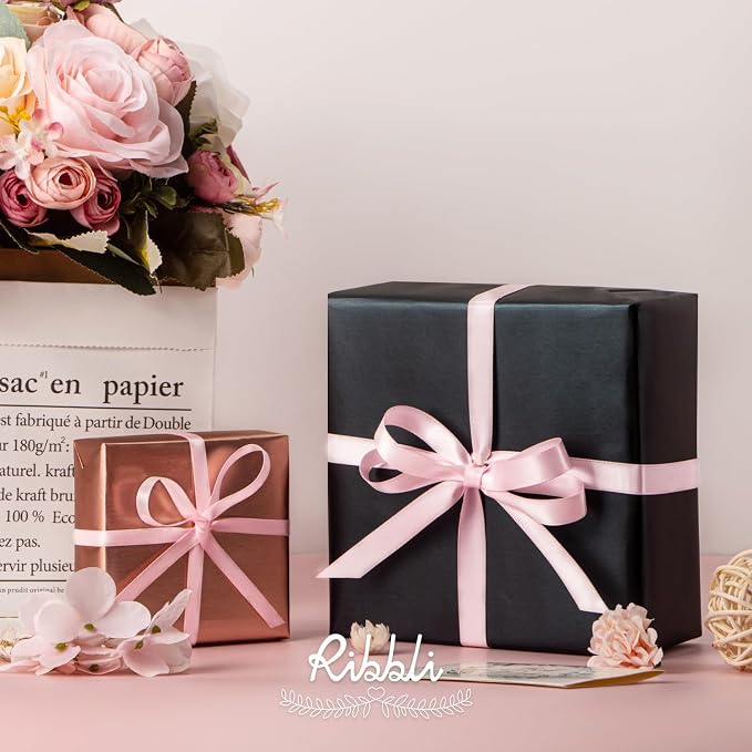 Ribbli Double Faced Light Pink Satin Ribbon, 1/2” x Continuous 25 Yards - Image 5