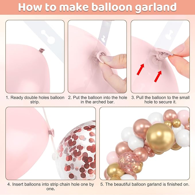 Amandir 153pcs Rose Gold Balloon Garland Arch Kit Different Sizes | 18 12 10 5 - Image 3